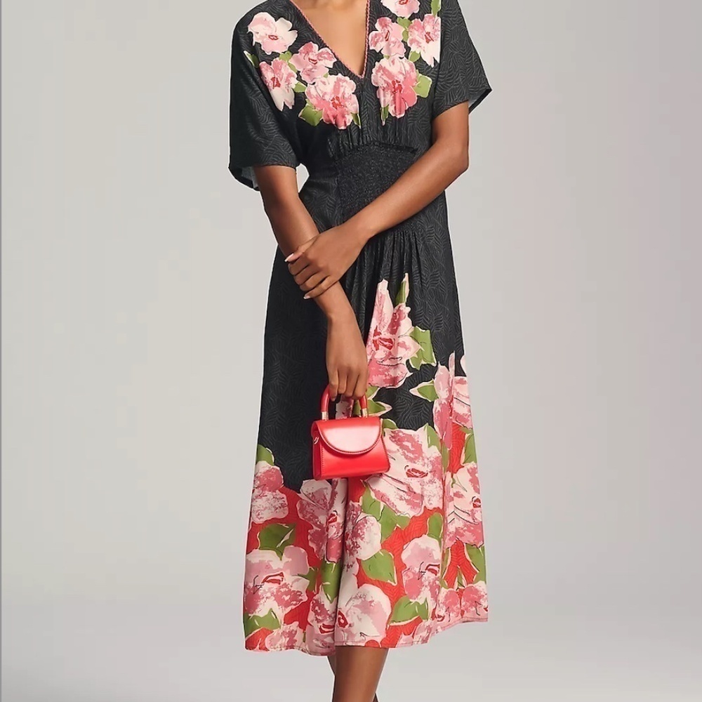 NWT Anthropologie Bl-nk The Tatiana Kaftan Floral Plus One Size